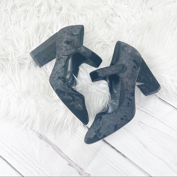 Sole Society Shoes - Sole Society Women's Cosima Black‎ Crushed Velvet Mary Jane Heels Y2K Size 8.5